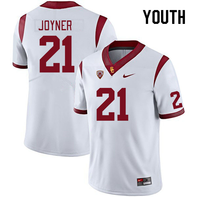 Youth #21 Quinten Joyner USC Trojans College Football Jerseys Stitched Sale-White